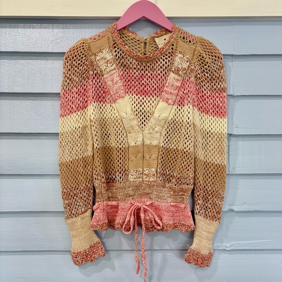 Hannah Artwear Striped Crochet Sweater - Picture 1 of 4